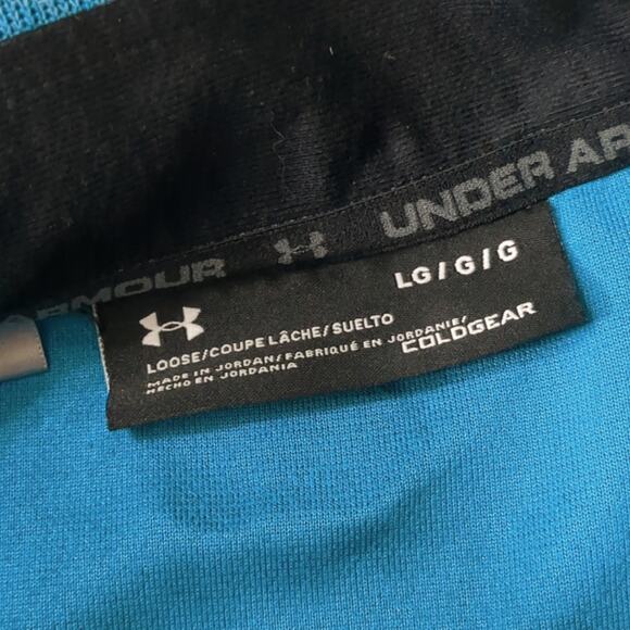 Under Armour Men's Cold Gear 1/4 Zip Loose Pullover Teal Blue Black Size Large - Picture 6 of 7